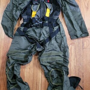 Kids Military Flight Suit Costume in Olive Green